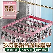 【APEX】多功能鋁合金晾曬架36夾 (晾衣夾 晾衣架 曬襪架 內衣夾 衣架 吊襪架 毛巾架 襪夾 襪架) 玫瑰金