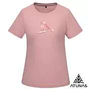 【ATUNAS 歐都納】女款排汗透氣短袖T恤/圖T/大尺碼 A8TS2528W- S 霧粉