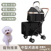 【寵趣屋PetHouse】可提式拆卸雙層豪華寵物推車/可折疊/小型犬適用(總重35kg以下)