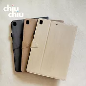 【CHIUCHIU】Apple iPad 11 (2025年版)經典時尚木紋保護皮套 (酷黑色)