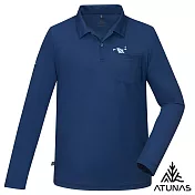 【ATUNAS 歐都納】50週年限定款 男款透氣抑菌抗臭長袖排汗POLO衫/大尺碼 A6PS2525M- L 深藍