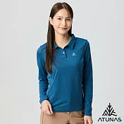 【ATUNAS 歐都納】50週年限定款 女款透氣抑菌抗臭長袖排汗POLO衫/大尺碼 A6PS2526W- S 深藍