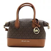 MICHAEL KORS 老花皮革兩用包 咖啡焦糖