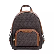 MICHAEL KORS 牛皮拼接老花防刮皮革後背包 咖啡焦糖