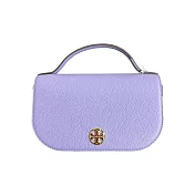TORY BURCH 荔枝皮革翻蓋手提/斜背包 薰衣草紫