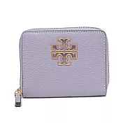 TORY BURCH 雙T-LOGO素面拉鍊短夾-薰衣草紫