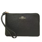 COACH 素面皮革Ｌ型拉鍊手拿包-黑色