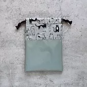 《梵緹希》旅行防水束口收納袋16x20《插畫黑貓》 (灰)+灰底