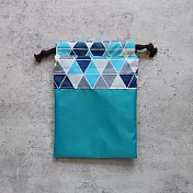 《梵緹希》旅行防水束口收納袋16x20《三角藍格》 藍底