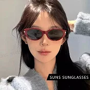 【SUNS】抗UV太陽眼鏡 韓版貓眼墨鏡 經典潮流墨鏡 百搭高質感墨鏡 S531 酒紅框灰片