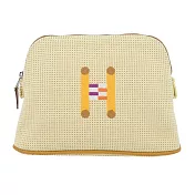 Hermes 愛馬仕 Bolide Crazy H 刺繡帆布收納包(迷你/檸檬黃/赭)