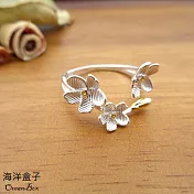 優雅美麗繁花朵朵山茶花925純銀戒指.可調整戒圍