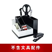 【O-Life】旋轉膠帶臺置物收納盒-不含文具/小物整理盒/儲物盒/桌面收納 黑白色