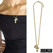 ELLIE VAIL 邁阿密防水珠寶 鑲鑽十字架項鍊 金色雙墜可拆式 Lazara Double Cross