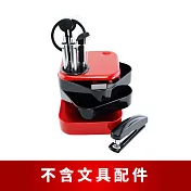【O-Life】旋開置物整理收納盒-不含文具/小物整理盒/儲物盒/桌面收納 黑紅色