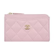 CHANEL 經典雙C LOGO小牛皮卡片/零錢夾(粉色)