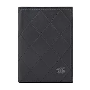  CHANEL 經典雙C LOGO菱格紋小牛皮對開多功能卡片夾(黑色)