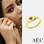 AEC PARIS 巴黎品牌 心型切割紅鑽戒指 金色愛心戒指 THIN RING MARINA 54