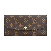 Louis Vuitton EMILIE 帆布皮革襯裡信封長夾  卡其/紅