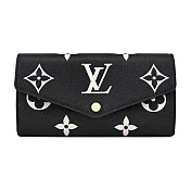 Louis Vuitton Sarah 經典LOGO牛皮壓花翻蓋長夾 黑色