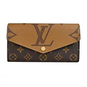 Louis Vuitton Sarah 帆布皮革襯裡信封長夾 棕色