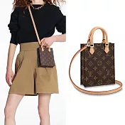 Louis Vuitton PETIT SAC PLAT 迷你手提斜背包 印花棕