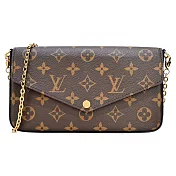 Louis Vuitton Pochette Felicie Monogram 帆布鍊帶手拿/斜背包  紫紅