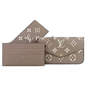 Louis Vuitton Pochette Felicie牛皮壓紋鍊帶手拿/斜背包 (附卡夾/卡其)