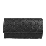 GUCCI GG Logo 滿版壓紋牛皮翻蓋二折長夾 (黑色)