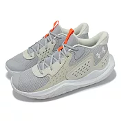 Under Armour 籃球鞋 JET 23 男鞋 白 灰 橘 拼接 支撐 緩衝 運動鞋 UA 3026634011 27cm GREY/RED