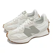 New Balance 休閒鞋 327 女鞋 米白 綠 復古 麂皮 拼接 膠底 運動鞋 NB WS327FTB-B 23cm BEIGE/GREEN 23cm BEIGE/GREEN
