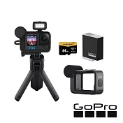【GoPro】HERO12  Black CE創作者Vlog專業輕裝套組 (HERO12 創作者+媒體模組+原廠充電電池+64G記憶卡) 公司貨