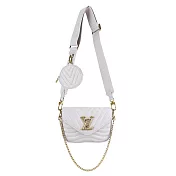 LOUIS VUITTON 新款New Wave MultiPochette絎縫小牛皮二合一 斜背包斜背包 (粉紫)