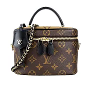 Louis Vuitton Vanity PM Monogram Reverse 帆布鎖掛化妝包 (咖啡)