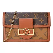 Louis Vuitton  Dauphine Reverse帆布鏈帶肩背包 (棕色)