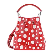 Louis Vuitton LV x YK Infinity Dots NOE BB皮革束口水桶包 (紅色)