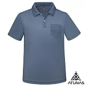 【ATUNAS 歐都納】男款款迴圈ATUNAS-TEX吸濕排汗短袖POLO衫/大尺碼A2PS2532MC- M 靛藍