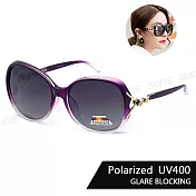 【SUNS】Polarized時尚簍空四葉草造型名媛款 淑女偏光墨鏡 大框顯小臉 S26 輕量/防眩光/抗UV400   夢幻紫