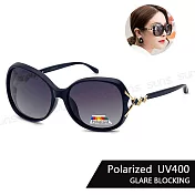【SUNS】Polarized時尚簍空四葉草造型名媛款 淑女偏光墨鏡 大框顯小臉 S26 輕量/防眩光/抗UV400   經典黑