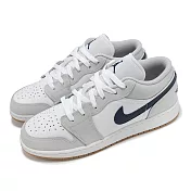 Nike 休閒鞋 Air Jordan 1 Low GS 大童 女鞋 灰 深藍 AJ1 膠底 一代 553560-146