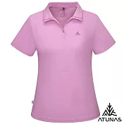 【ATUNAS 歐都納】女款循環吸濕排汗短袖POLO衫/大尺碼A8PS2530WC- S 淺紫