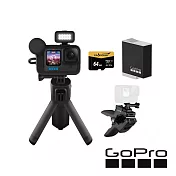 【GoPro】HERO12  Black CE創作者隨夾隨拍套組 (HERO12 創作者+軟管鯊魚夾+原廠充電電池+64G記憶卡) 公司貨