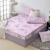 義大利La Belle《Sanrio-My Melody & KUROMI白粉天使》雙人海島針織床包枕套組