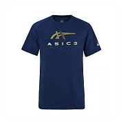 Asics [2031E781-400] 男 T恤 運動上衣 休閒短袖 藍金 亞版
