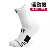 升級加厚 專業運動襪 毛巾襪 吸汗/排濕 中筒白/裸薄 3雙