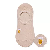 【ONEDER 旺達棉品】韓系電繡套版襪 柔棉刺繡襪 台灣製棉襪女襪- 膚-啤酒 GK-AP103