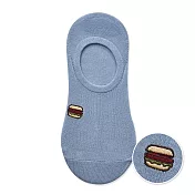 【ONEDER 旺達棉品】韓系電繡套版襪 柔棉刺繡襪 台灣製棉襪女襪- 藍-漢堡 GK-AP107