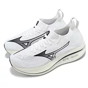 Mizuno 慢跑鞋 Neo Zen 男鞋 白 黑 襪套 針織 緩衝 路跑 運動鞋 美津濃 J1GC2528-02 28cm WHITE/BLACK