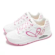 Skechers 休閒鞋 UNO-Twin Hearts 女鞋 白 粉紅 氣墊 緩衝 愛心塗鴉 聯名款 177924WRPK
