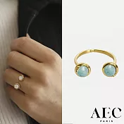 AEC PARIS 巴黎品牌 圓形切割藍天河石 金色可調式戒指 THIN RING ELOANE